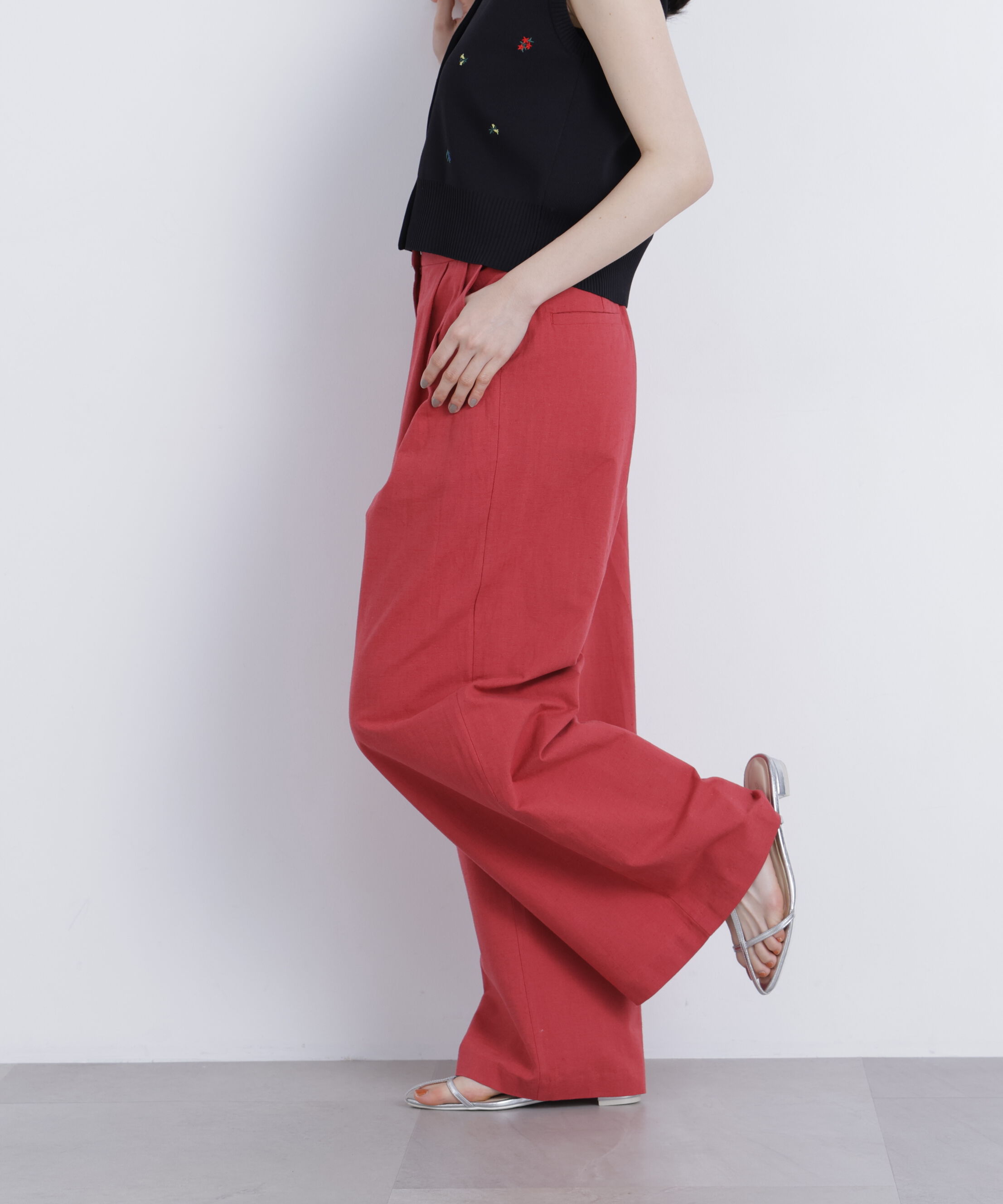  「麻ブレンドワイドパンツ」|その他|