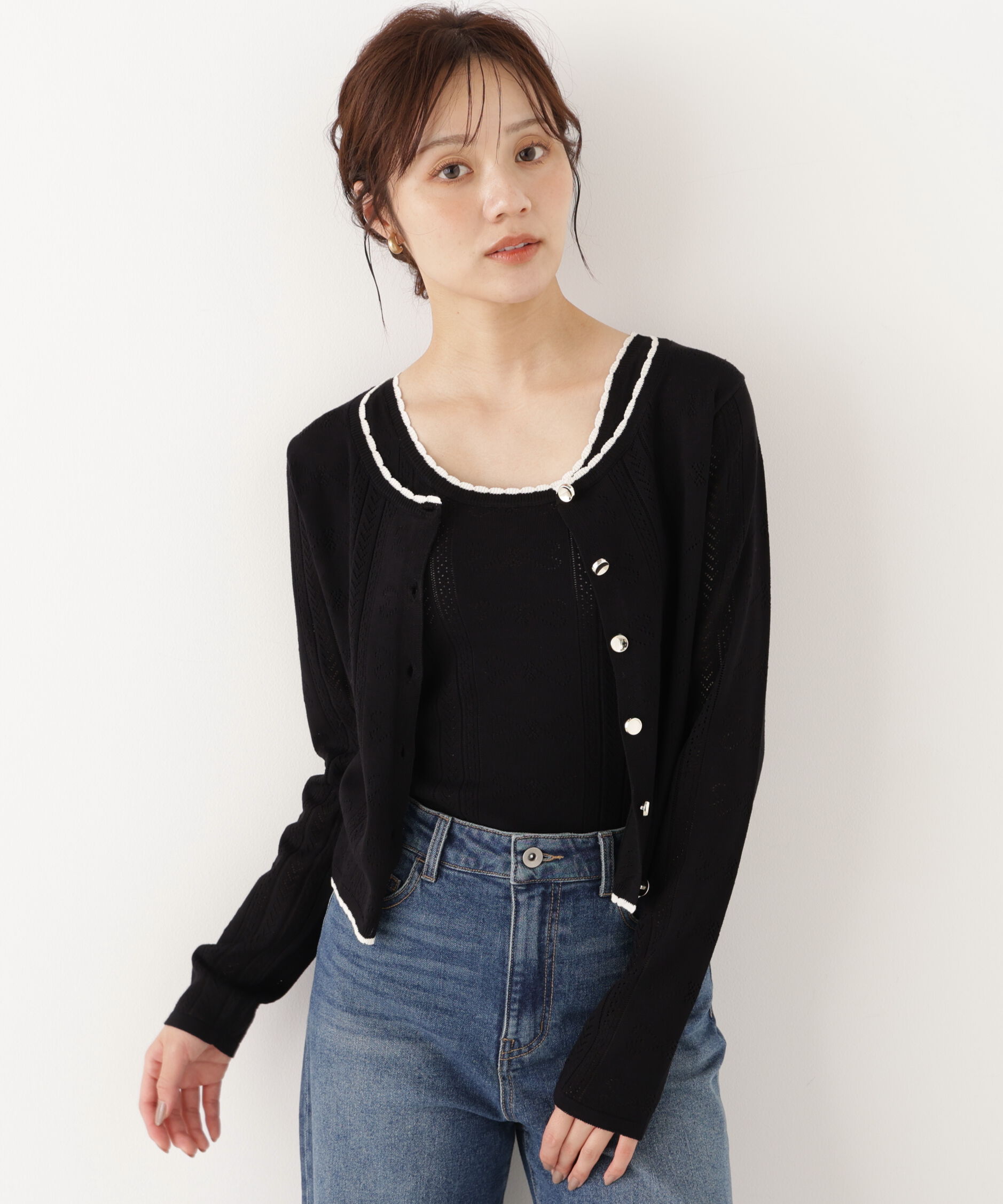 PROPORTION BODY DRESSING「＜a/mie＞パターンメッシュアンサンブルニット」|ニット・セーター|