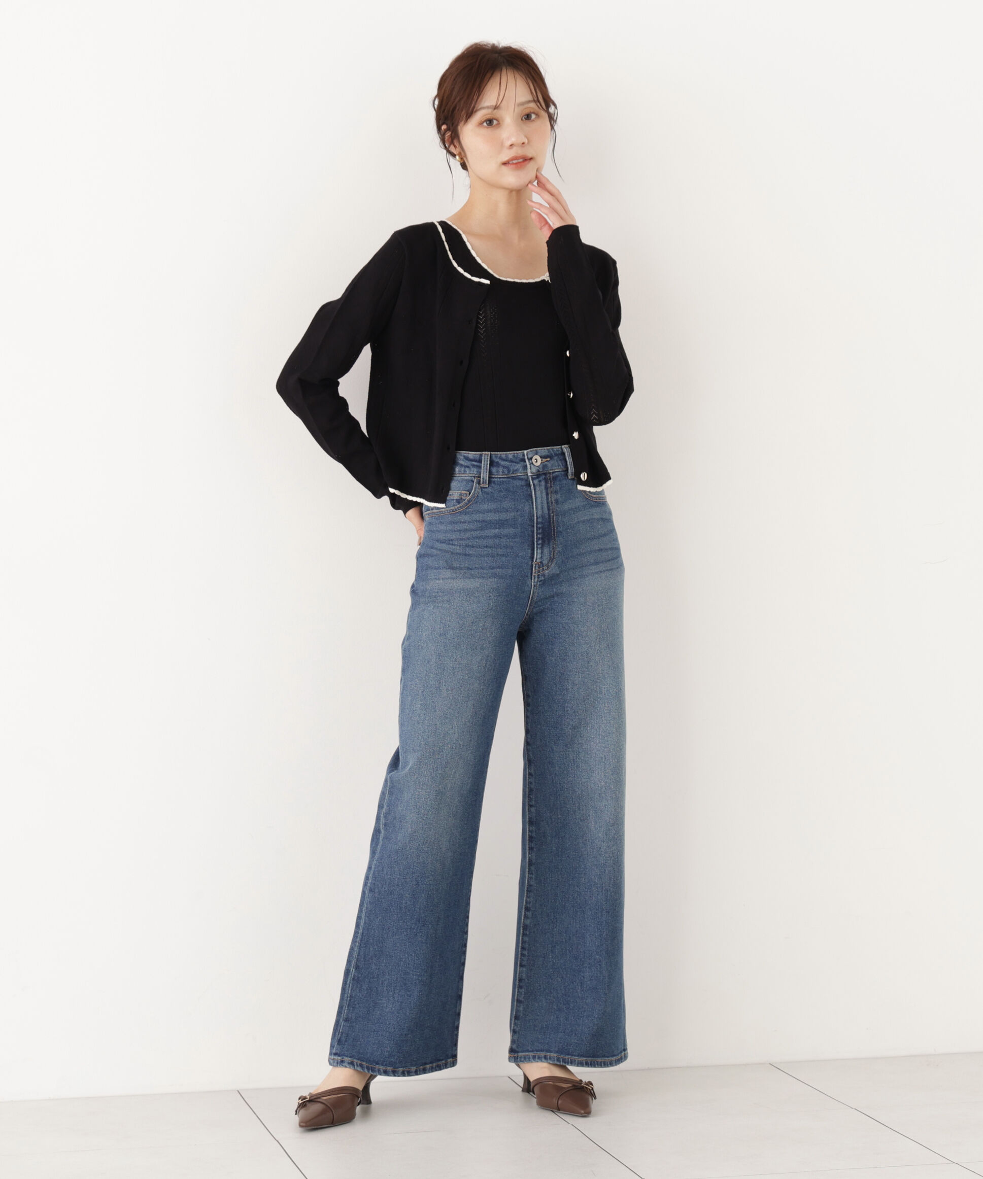 PROPORTION BODY DRESSING「＜a/mie＞パターンメッシュアンサンブルニット」|ニット・セーター|