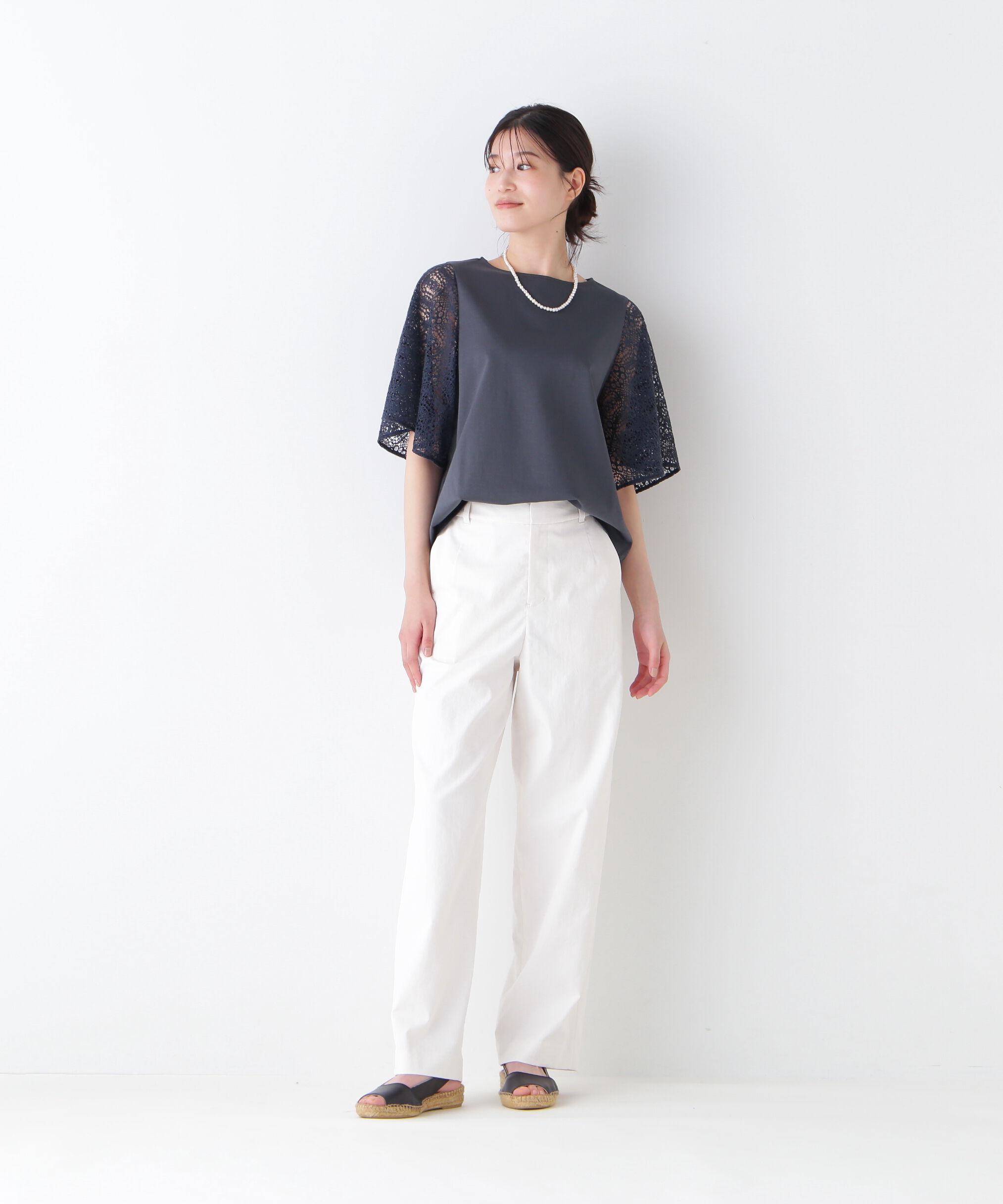  「◆≪接触冷感≫ ラッセルレースドッキングカットソープルオーバー」|Tシャツ・カットソー|