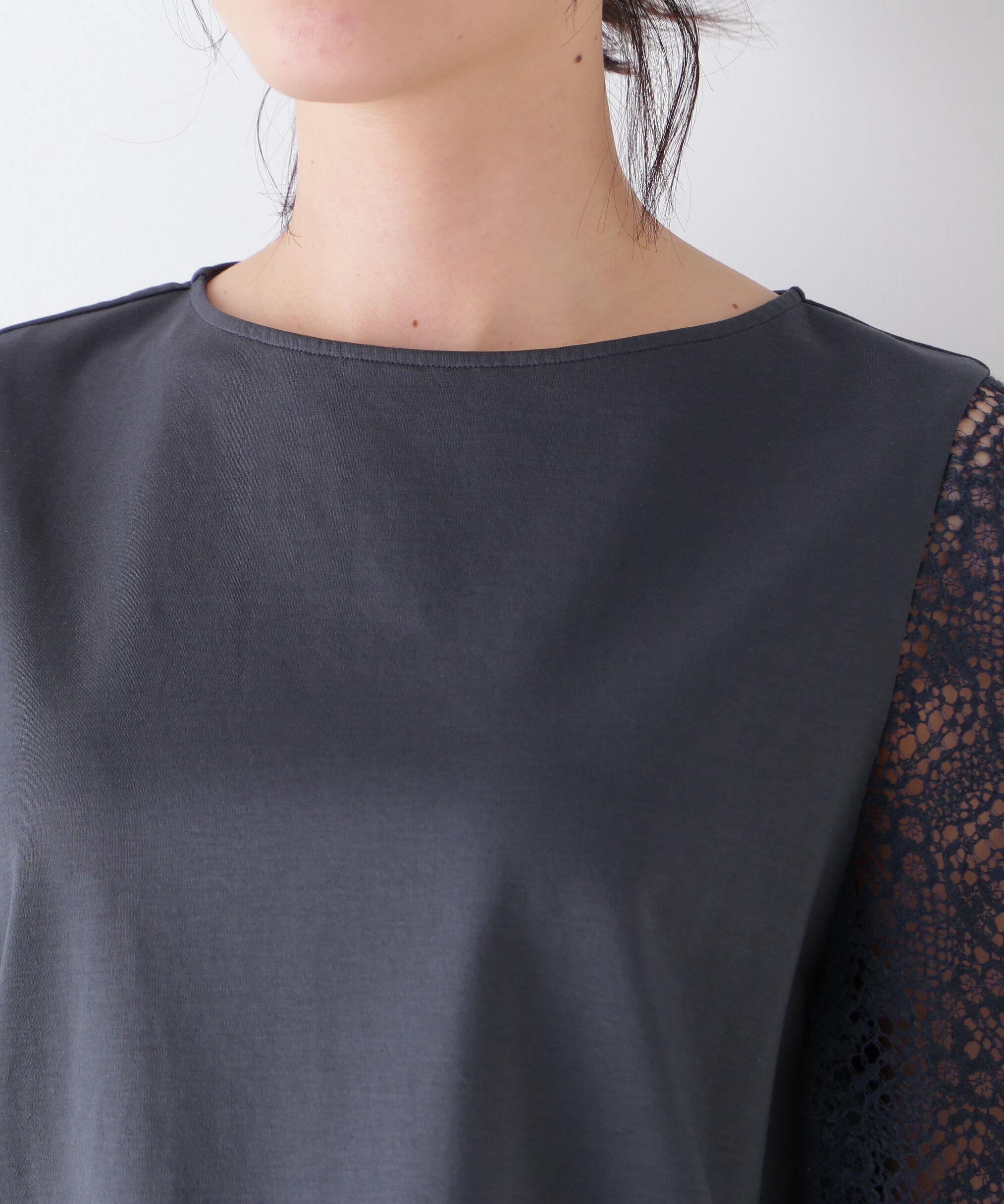 「◆≪接触冷感≫ ラッセルレースドッキングカットソープルオーバー」|Tシャツ・カットソー|