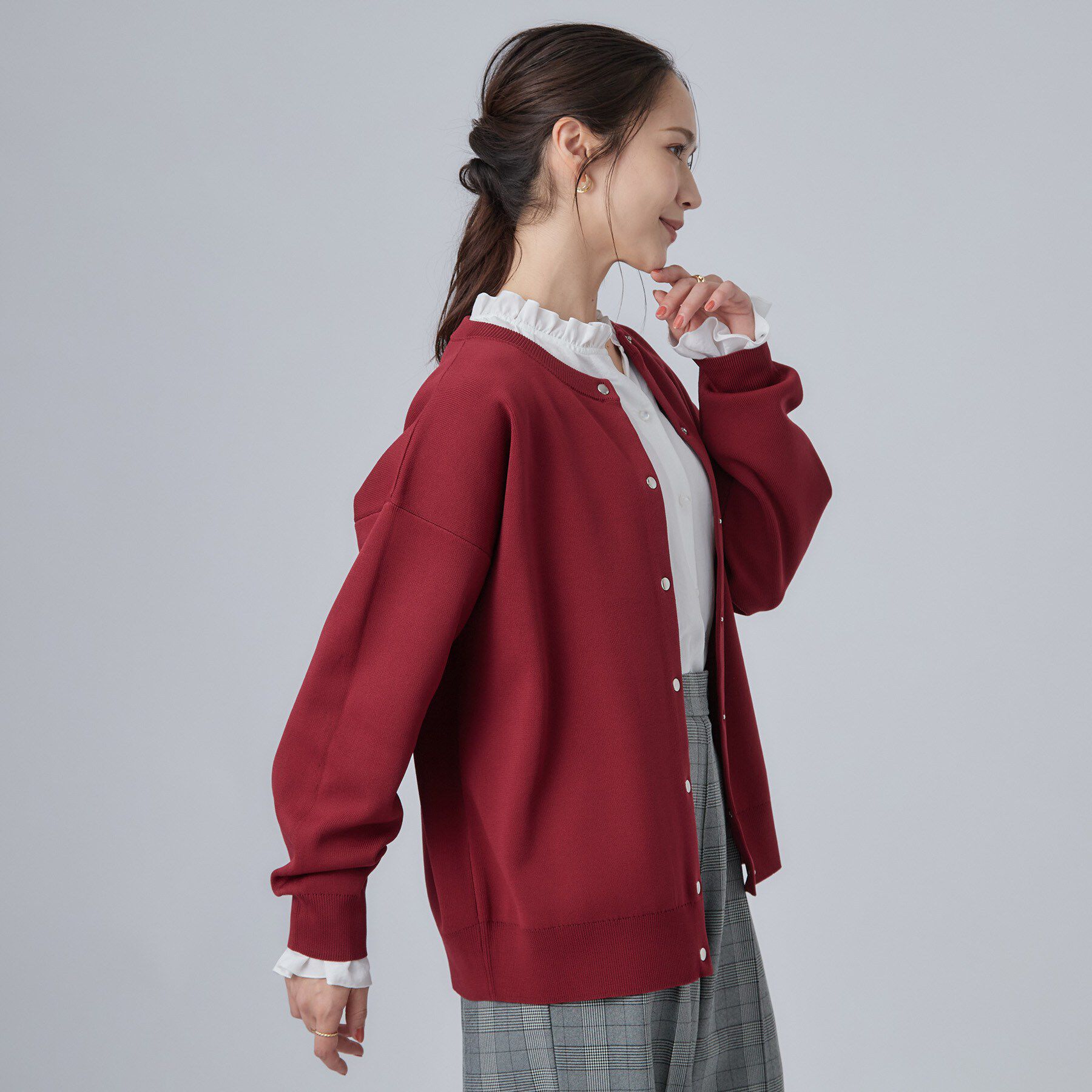 SHOO･LA･RUE「【セットアップ可/洗濯機可】軽やかに羽織れる スポンディッシュ ニットカーディガン」|カーディガン|