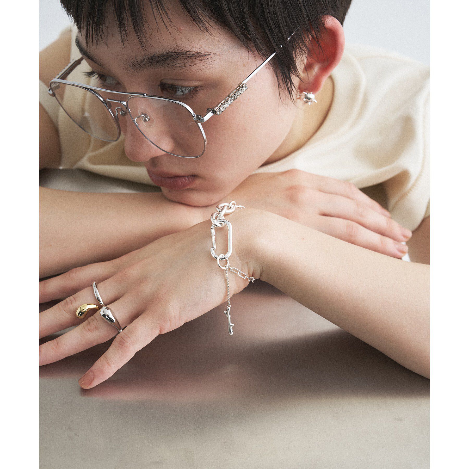 CODE A「soierie｜Raw edge clip bracelet」|ブレスレット・バングル|