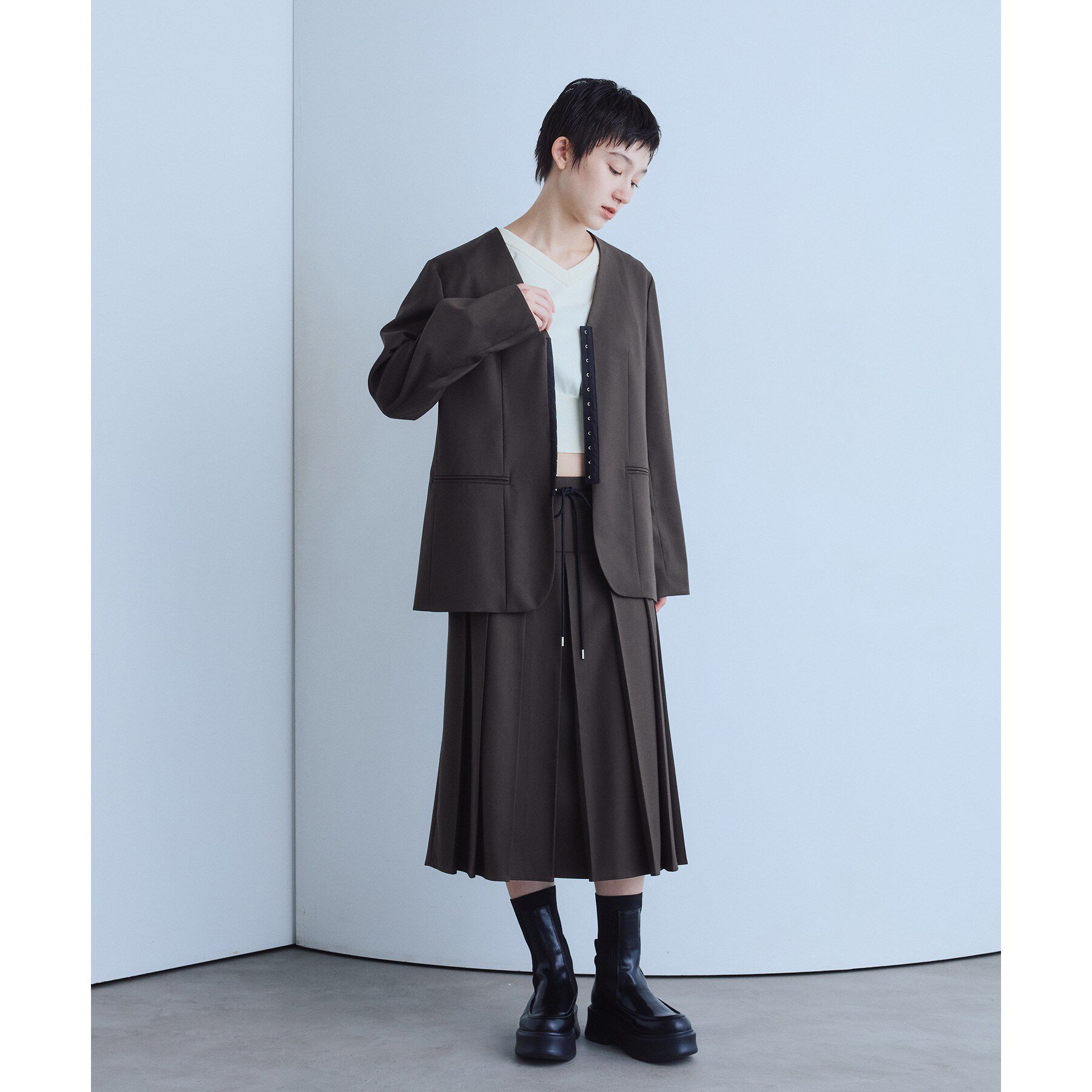 CODE A「soft pleated midi skirt」|スカート|