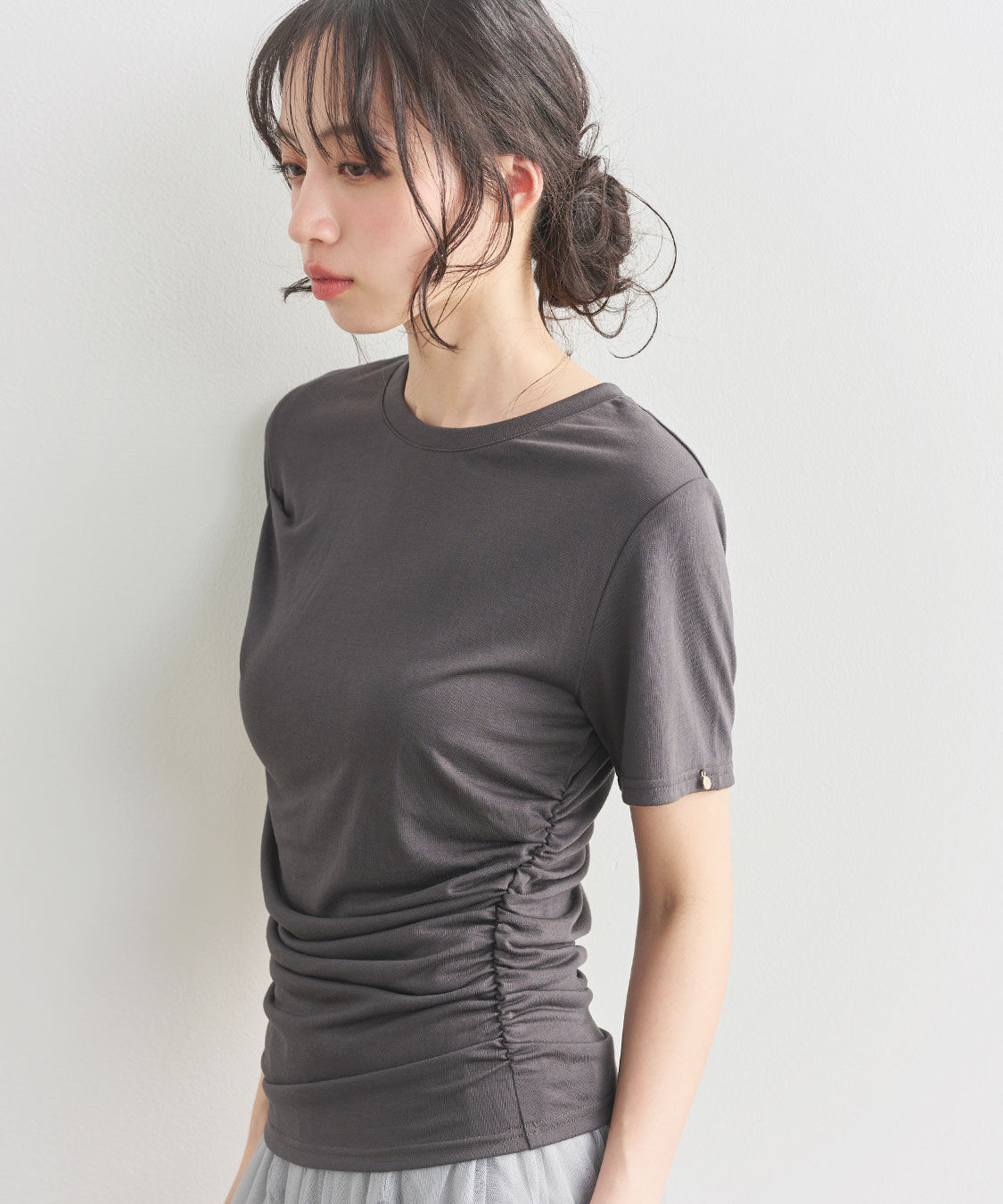 COCO DEAL「ギャザークルーネックＴシャツ」|Tシャツ・カットソー|