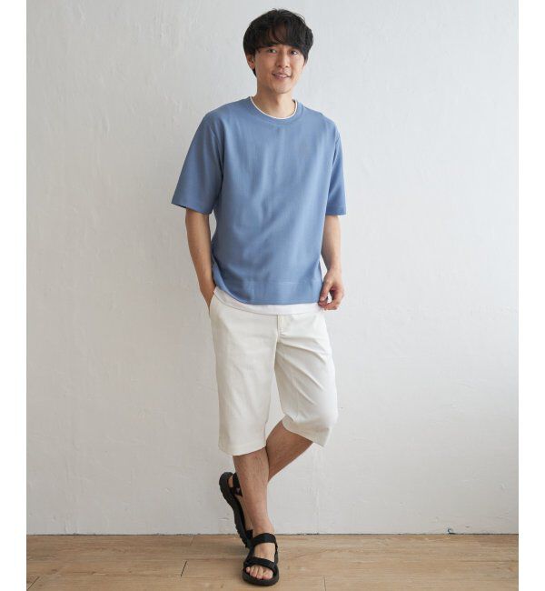 ikka「【吸水速乾】ドライ鹿の子5分袖レイヤードTシャツ」|Tシャツ・カットソー|