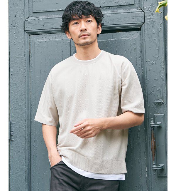 ikka「【吸水速乾】ドライ鹿の子5分袖レイヤードTシャツ」|Tシャツ・カットソー|