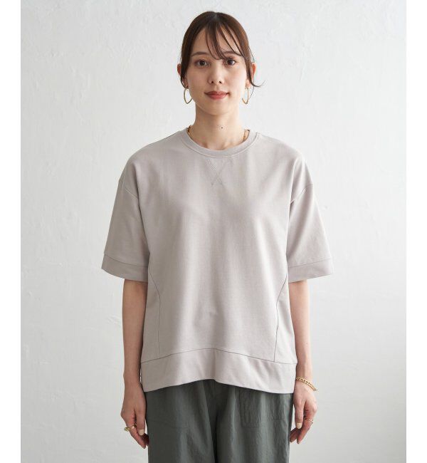 ikka「冷感スウェットライク半袖プルオーバー」|Tシャツ・カットソー|