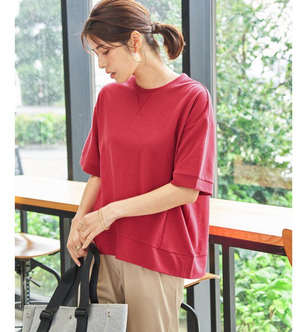 ikka「冷感スウェットライク半袖プルオーバー」|Tシャツ・カットソー|