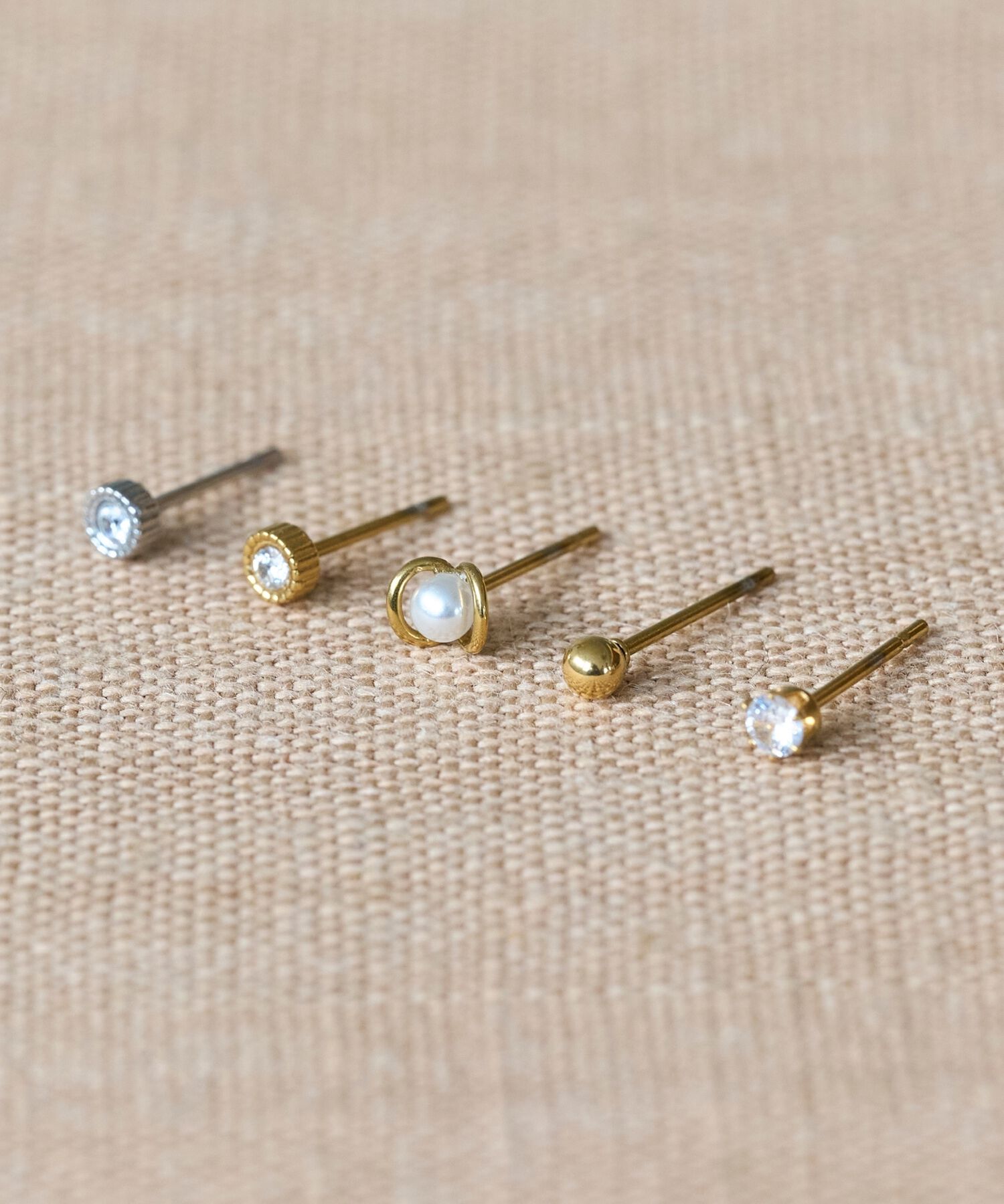 Phoebe「【金属アレルギー対応】6setビジューピアス　ゴールド/サージカルステンレス」|ピアス|