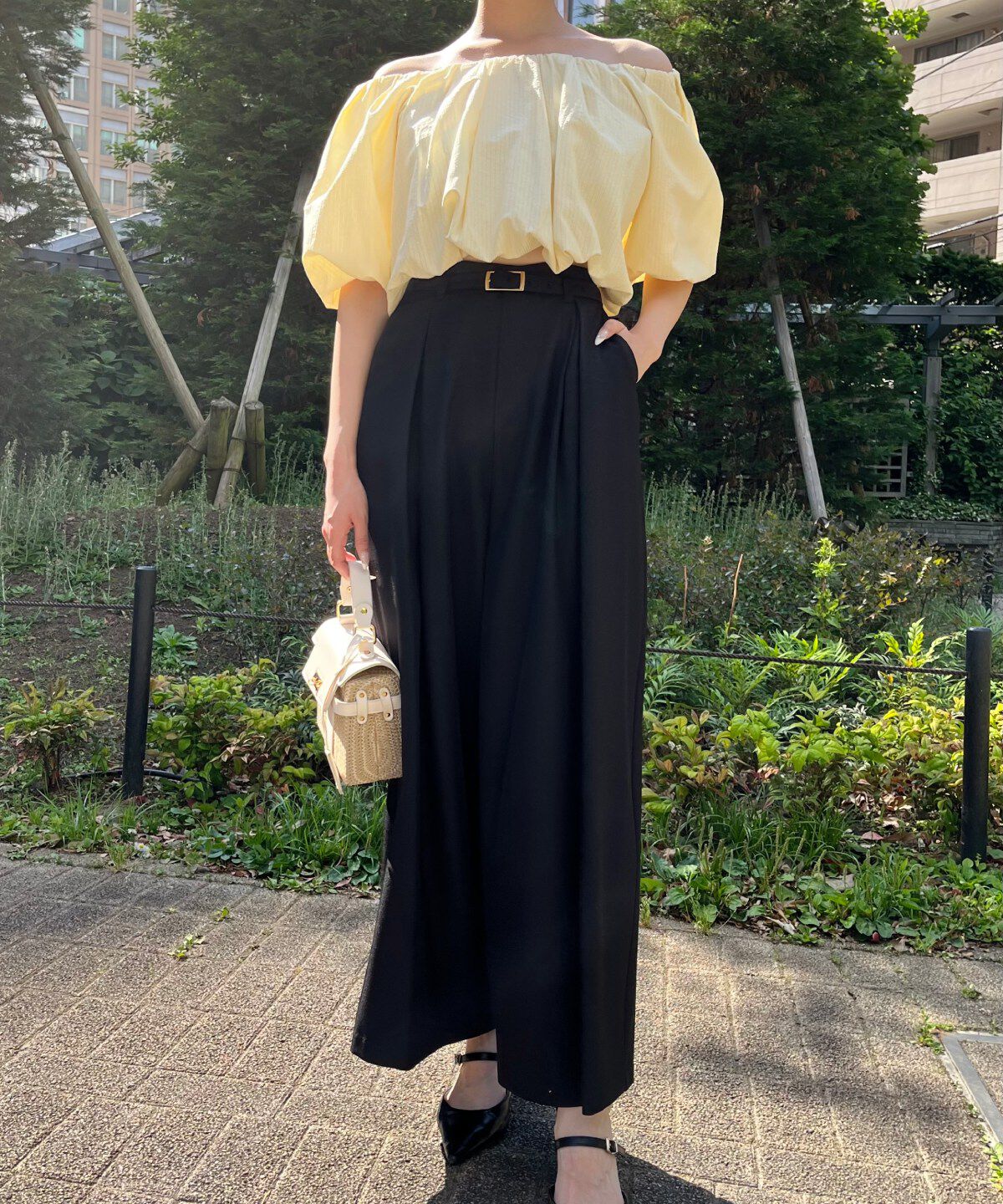アンドクチュール「ベルト付きタックワイドパンツ」|その他|