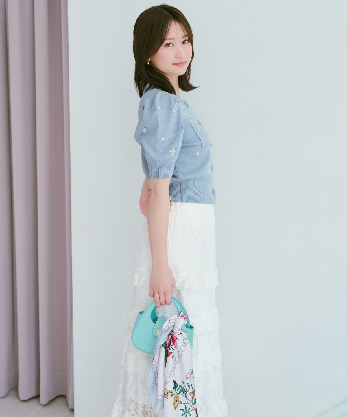 WILLSELECTION「小花刺繍タックスリーブカーディガン」|カーディガン|