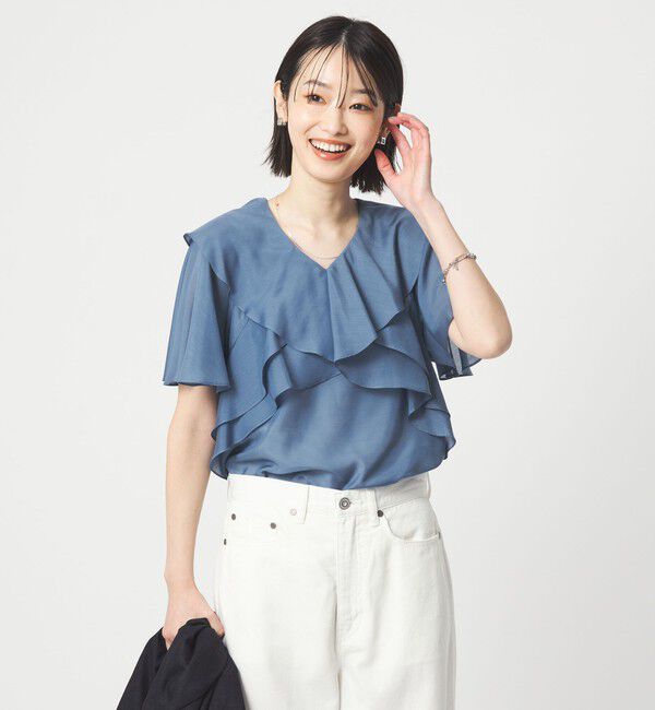 UNITED ARROWS green label relaxing「ラッフル フレア ショートスリーブ ブラウス」|シャツ・ブラウス|