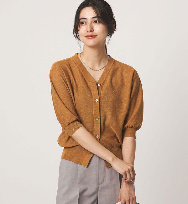 UNITED ARROWS green label relaxing「スパンコール ラメ Vネック ニット カーディガン」|カーディガン|MD.BROWN