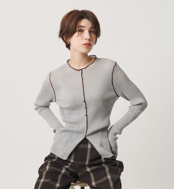 BEAUTY&YOUTH UNITED ARROWS「リブ トリミング カーディガン ウォッシャブル」|カーディガン|LT.GRAY