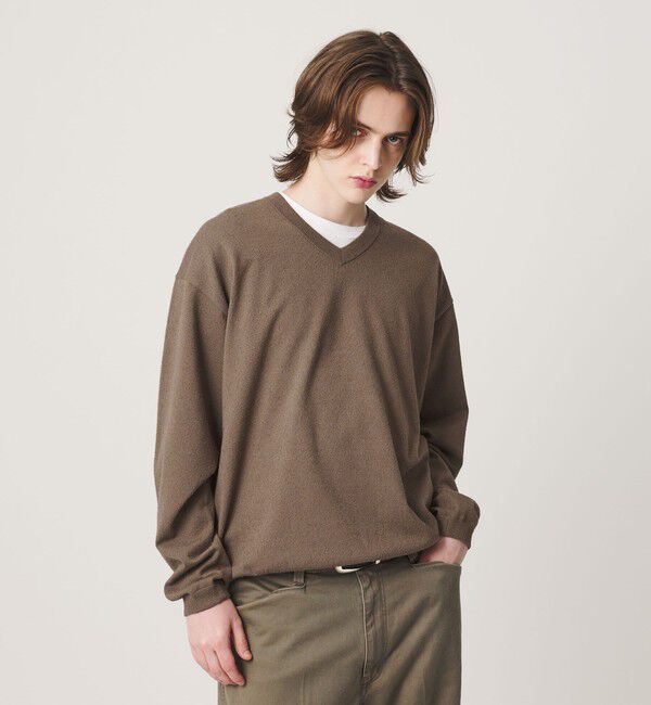 BEAUTY&YOUTH UNITED ARROWS「KNITEE フェザー コットン Vネック ニット Tシャツ ウォッシャブル」|ニット・セーター|MOCA