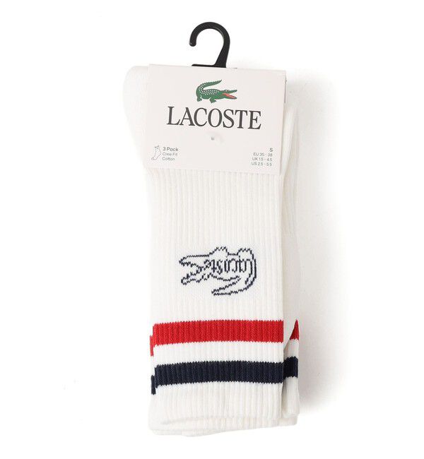 SHIPS any「LACOSTE: ワニロゴ ライン ソックス 3Pack」|ソックス|ホワイト