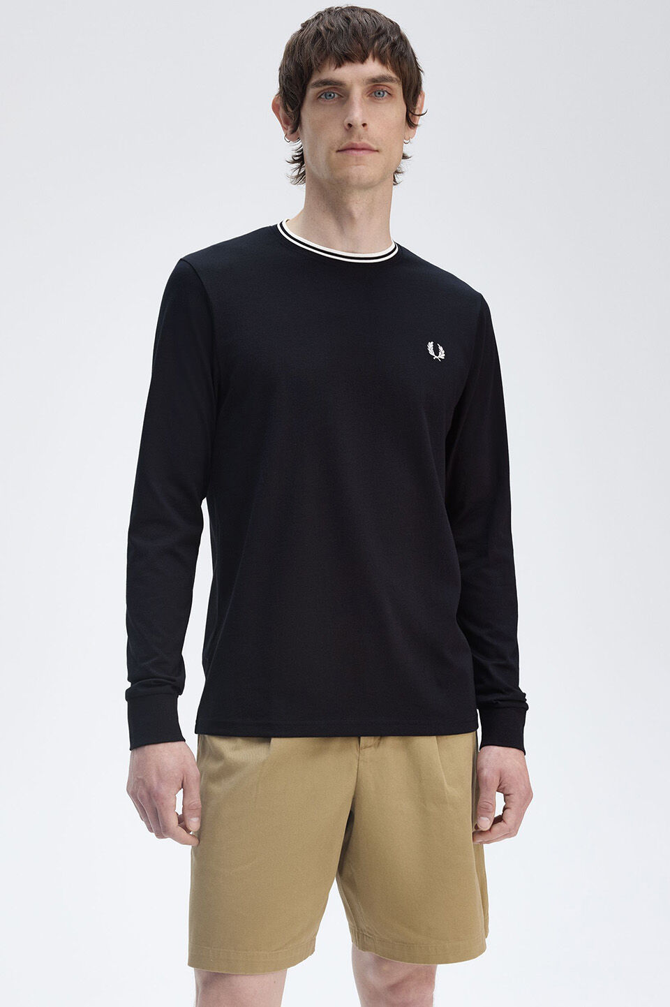 FRED PERRY 「FRED PERRY／Long Sleeve Twin Tipped T-Shirt／ロングスリーブ ツインティップラインTシャツ」|Tシャツ・カットソー|NAVY