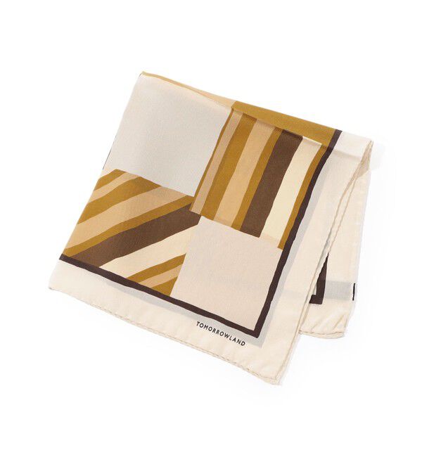 TOMORROWLAND GOODS「TOMORROWLAND シルク パッチワークマルチプリントポケットチーフ」|バンダナ・スカーフ|14 ホワイト系