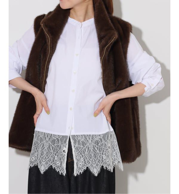 JOURNAL STANDARD relume「《WEB限定予約》バンドカラーレースシャツ」|シャツ・ブラウス|ホワイト