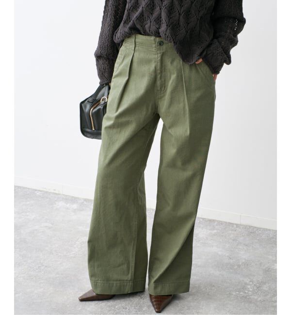 Spick and Span「ラチネバックイージーストレートパンツ」|その他|カーキ