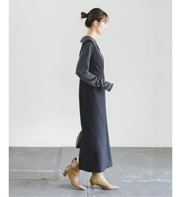 NOBLE「《WEB&一部店舗限定追加予約》ストレートVネックワンピース」|ワンピース|