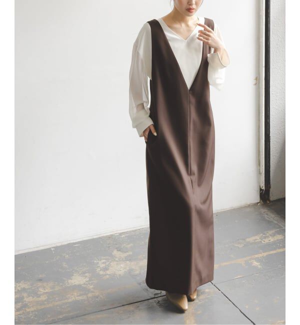 NOBLE「《WEB&一部店舗限定追加予約》ストレートVネックワンピース」|ワンピース|