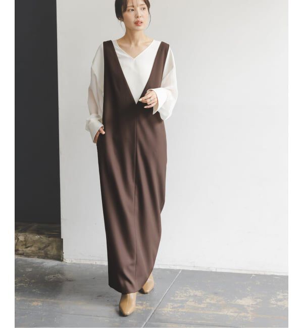 NOBLE「《WEB&一部店舗限定追加予約》ストレートVネックワンピース」|ワンピース|