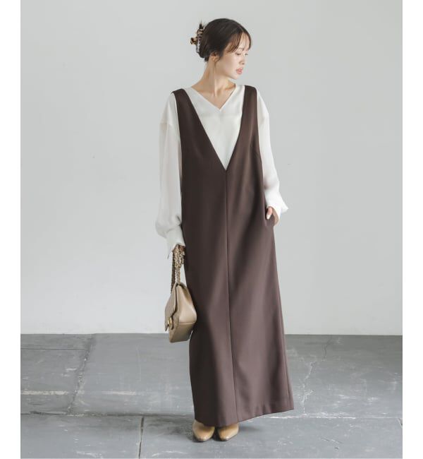 NOBLE「《WEB&一部店舗限定追加予約》ストレートVネックワンピース」|ワンピース|