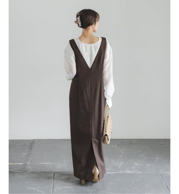 NOBLE「《WEB&一部店舗限定追加予約》ストレートVネックワンピース」|ワンピース|