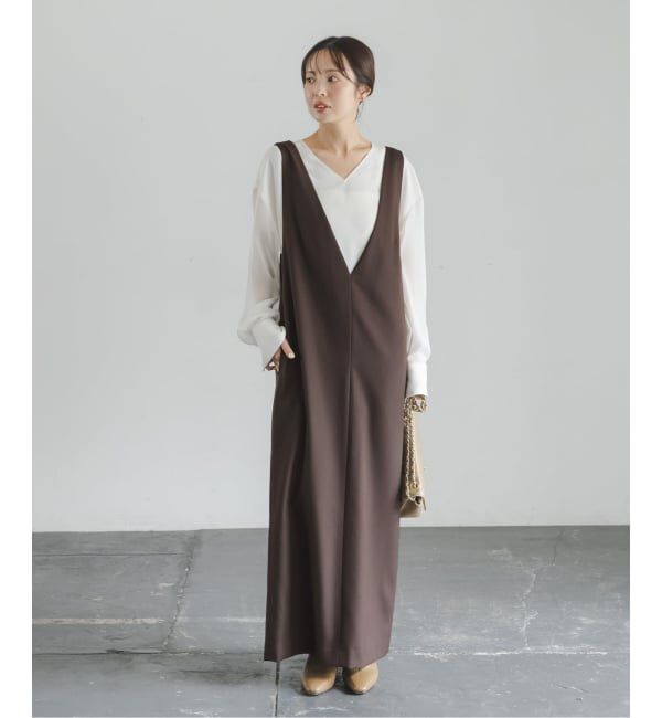NOBLE「《WEB&一部店舗限定追加予約》ストレートVネックワンピース」|ワンピース|
