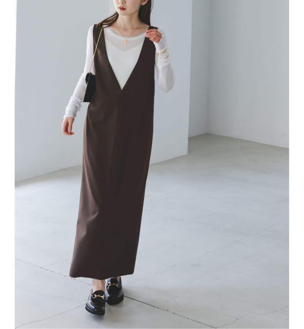 NOBLE「《WEB&一部店舗限定追加予約》ストレートVネックワンピース」|ワンピース|