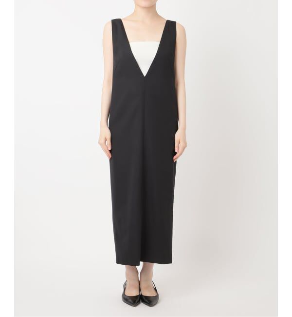 NOBLE「《WEB&一部店舗限定追加予約》ストレートVネックワンピース」|ワンピース|