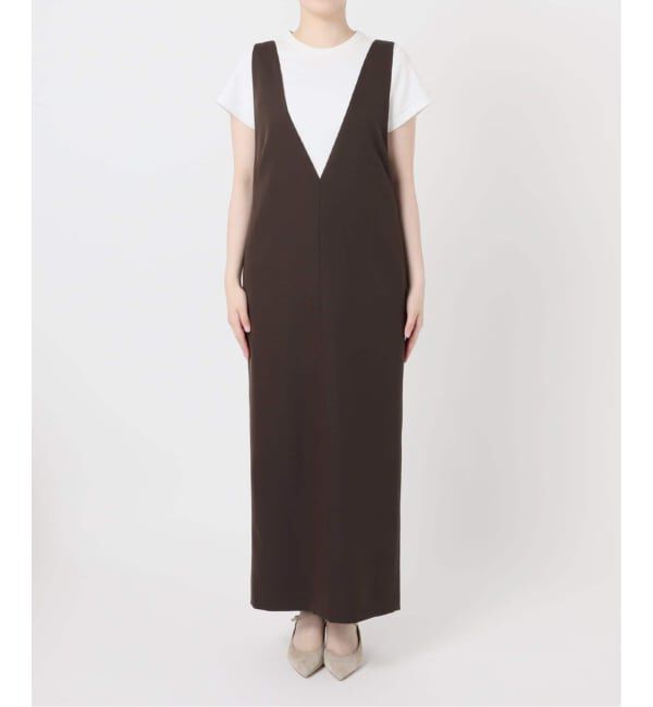 NOBLE「《WEB&一部店舗限定追加予約》ストレートVネックワンピース」|ワンピース|