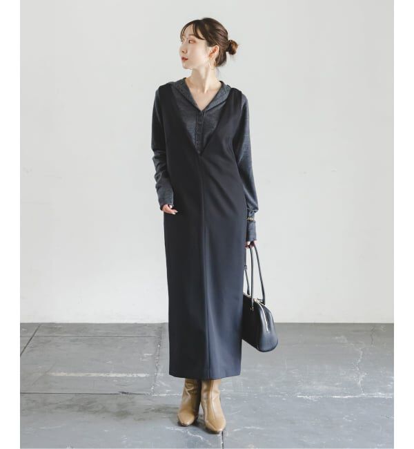 NOBLE「《WEB&一部店舗限定追加予約》ストレートVネックワンピース」|ワンピース|