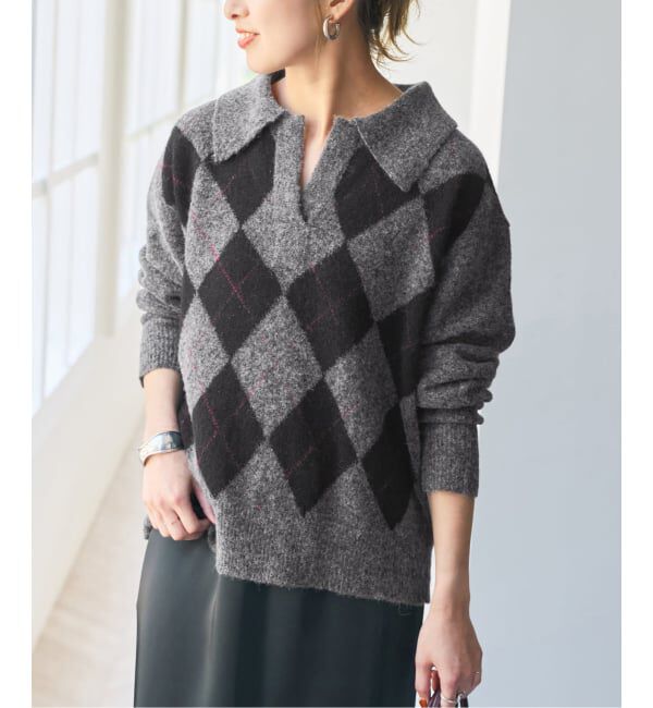 Spick and Span「《予約》アーガイルスキッパー襟ニット」|ニット・セーター|