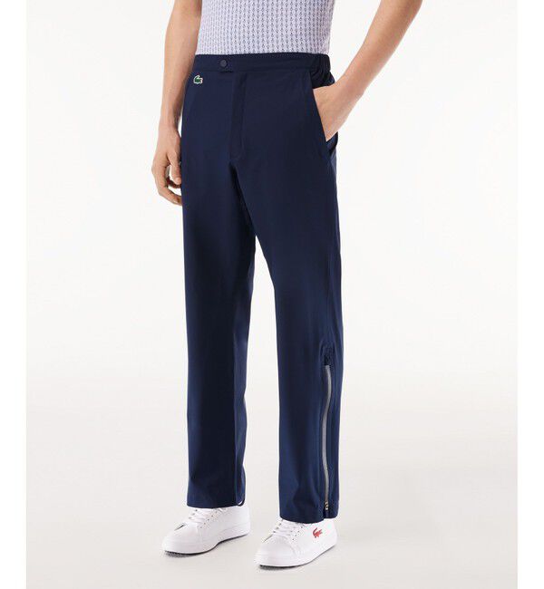 LACOSTE「耐水 撥水 止水ジップ ストレッチゴルフオーバーパンツ」|チノ|ネイビー