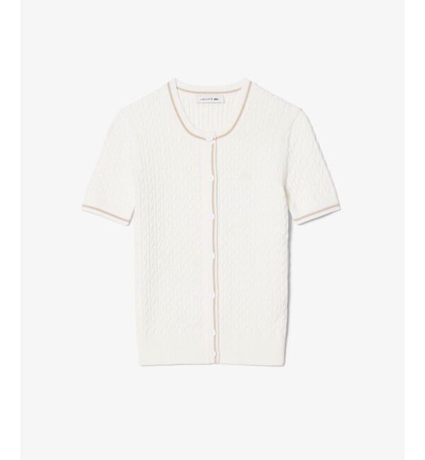 LACOSTE「ケーブルニット ハーフスリーブカーディガン」|カーディガン|オフホワイト