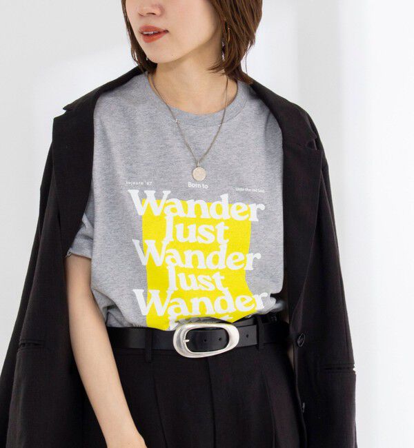 Rie Miller「Wander lustウォッシャブルワイドシルエットプリントTシャツ」|Tシャツ・カットソー|グレー系1
