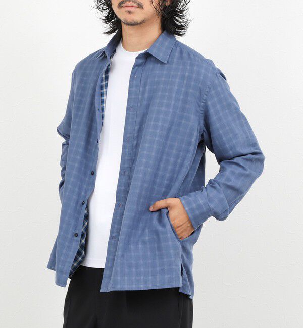 NOLLEY'S goodman「ダブルガーゼ レギュラーカラーオーバーシャツ 26AW」|シャツ・ブラウス|グレイッシュブルー