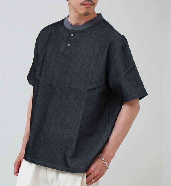 GLOSTER「【セットアップ対応】メッシュデニムヘンリーTEE」|Tシャツ・カットソー|