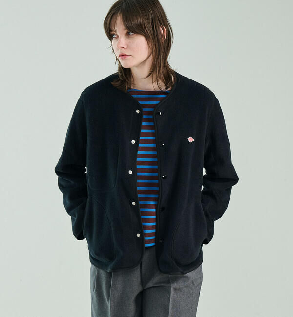 DANTON「DANTON | フリース カラーレスジャケット WOMEN」|Tシャツ・カットソー|BLACK