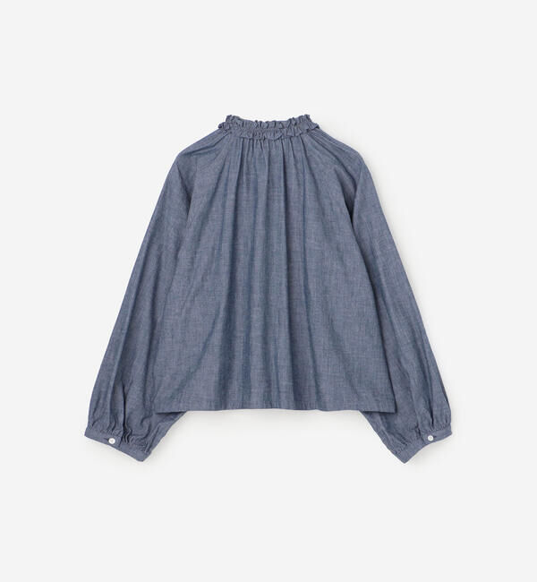 LE GLAZIK「LE GLAZIK | インディゴダンガリー ラッフルシャツ WOMEN」|シャツ・ブラウス|