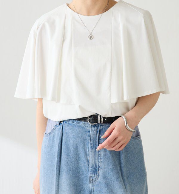  「【接触冷感/二の腕カバー】ケープデザインカットソー」|Tシャツ・カットソー|