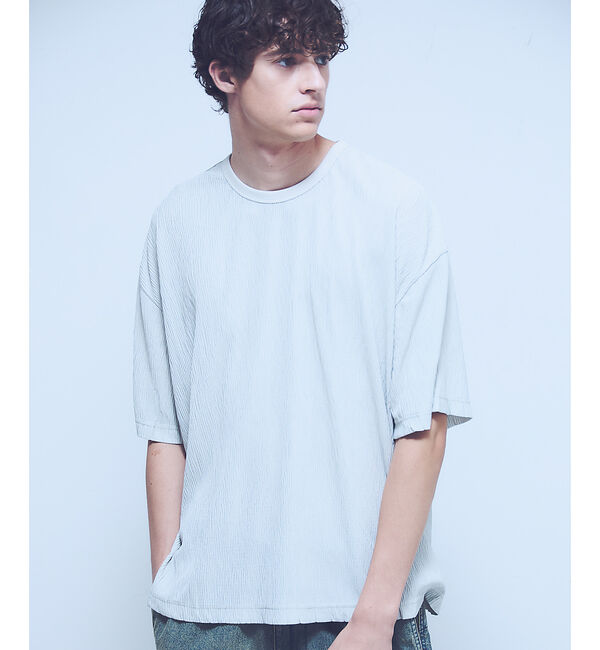 ABAHOUSE「エアプリーツ ストレッチ 半袖Tシャツ / オーバーサイズ」|Tシャツ・カットソー|