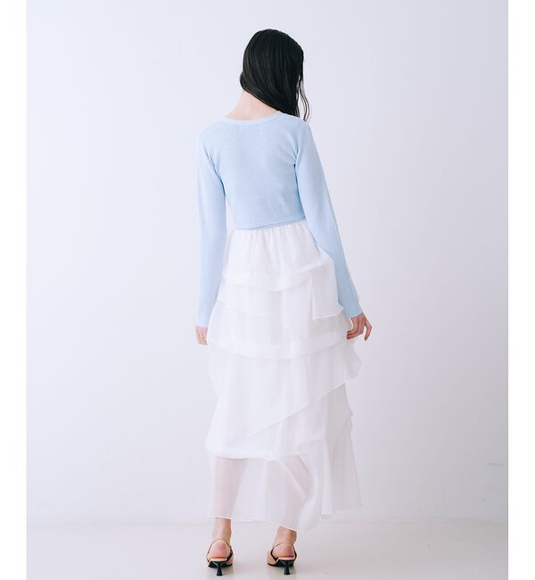SELFIST「【kariさんコラボ】新色追加！カーディガン&times;ニットドッキングチュールワンピース」|ワンピース|