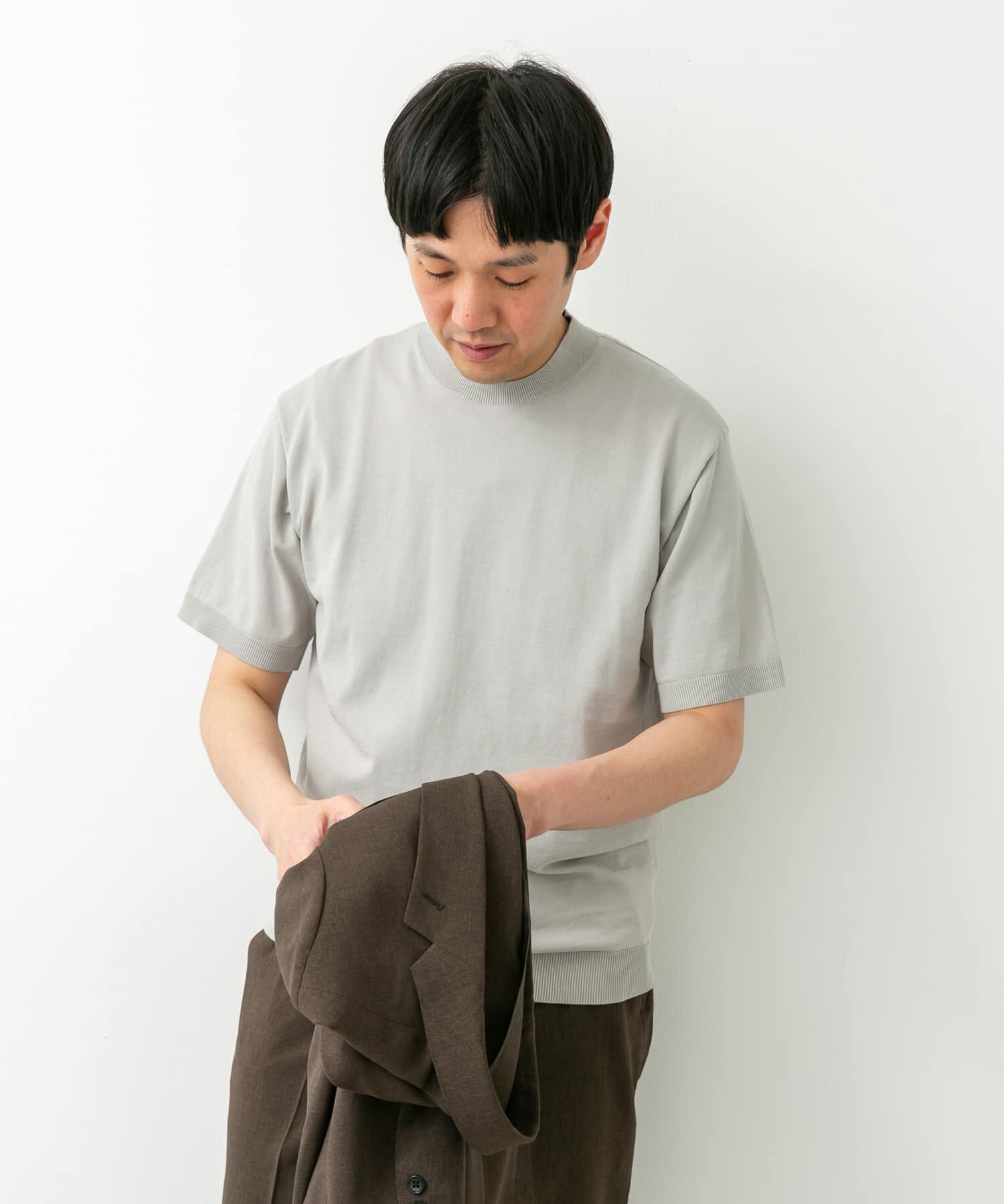 URBAN RESEARCH DOORS「LIFE STYLE TAILOR　ハイゲージクルーネック半袖ニット」|シャツ・ブラウス|