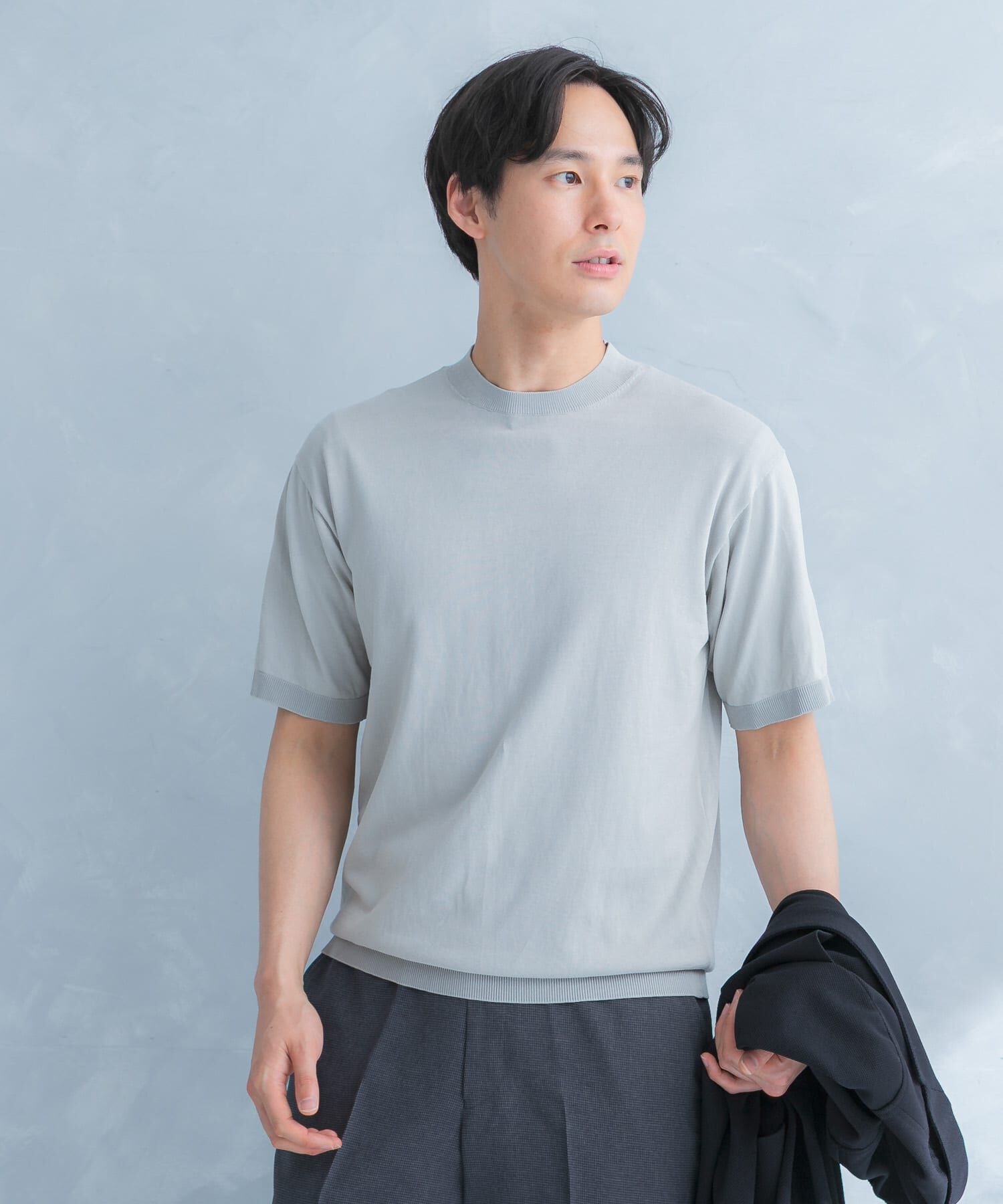 URBAN RESEARCH DOORS「LIFE STYLE TAILOR　ハイゲージクルーネック半袖ニット」|シャツ・ブラウス|