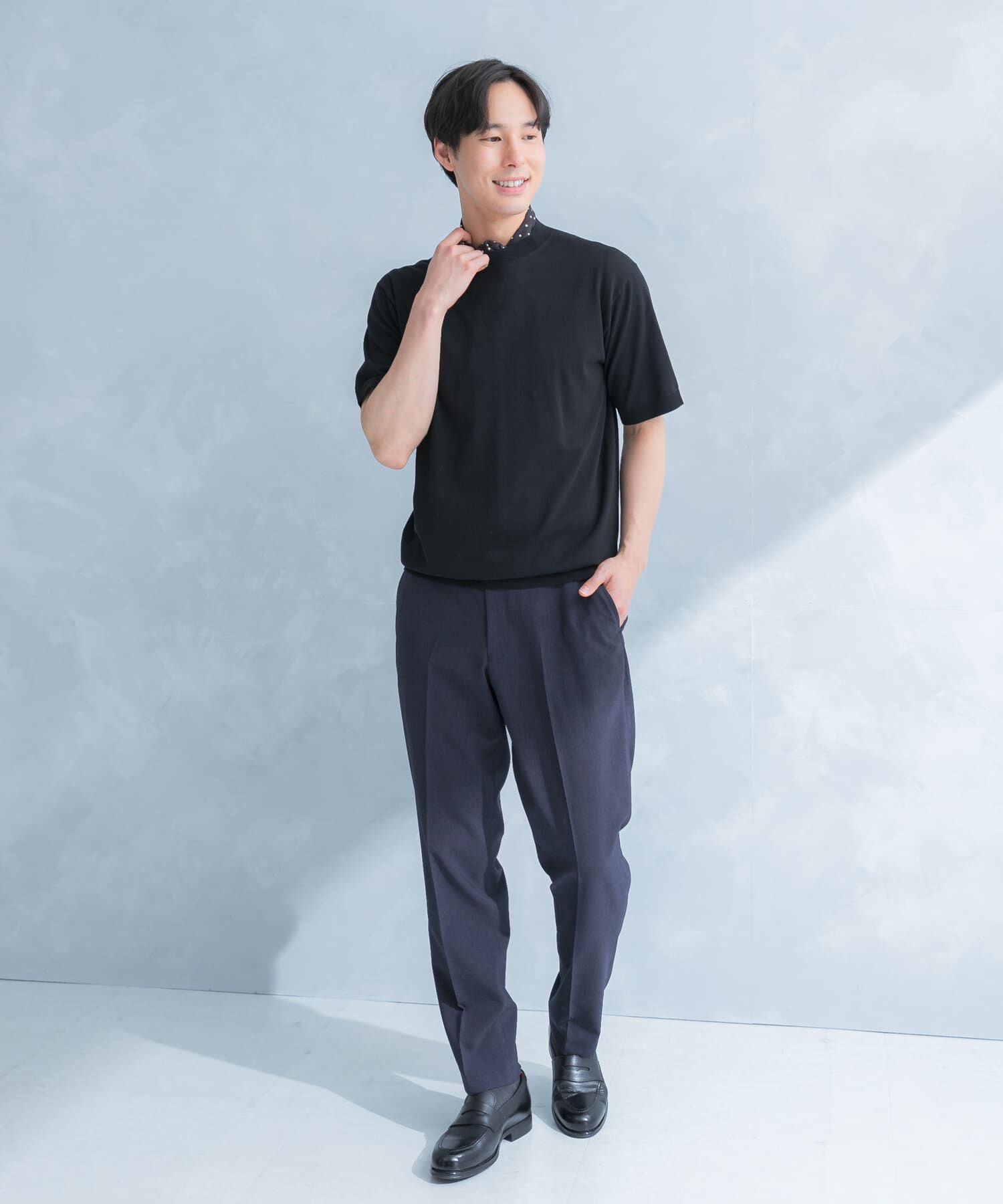 URBAN RESEARCH DOORS「LIFE STYLE TAILOR　ハイゲージクルーネック半袖ニット」|シャツ・ブラウス|