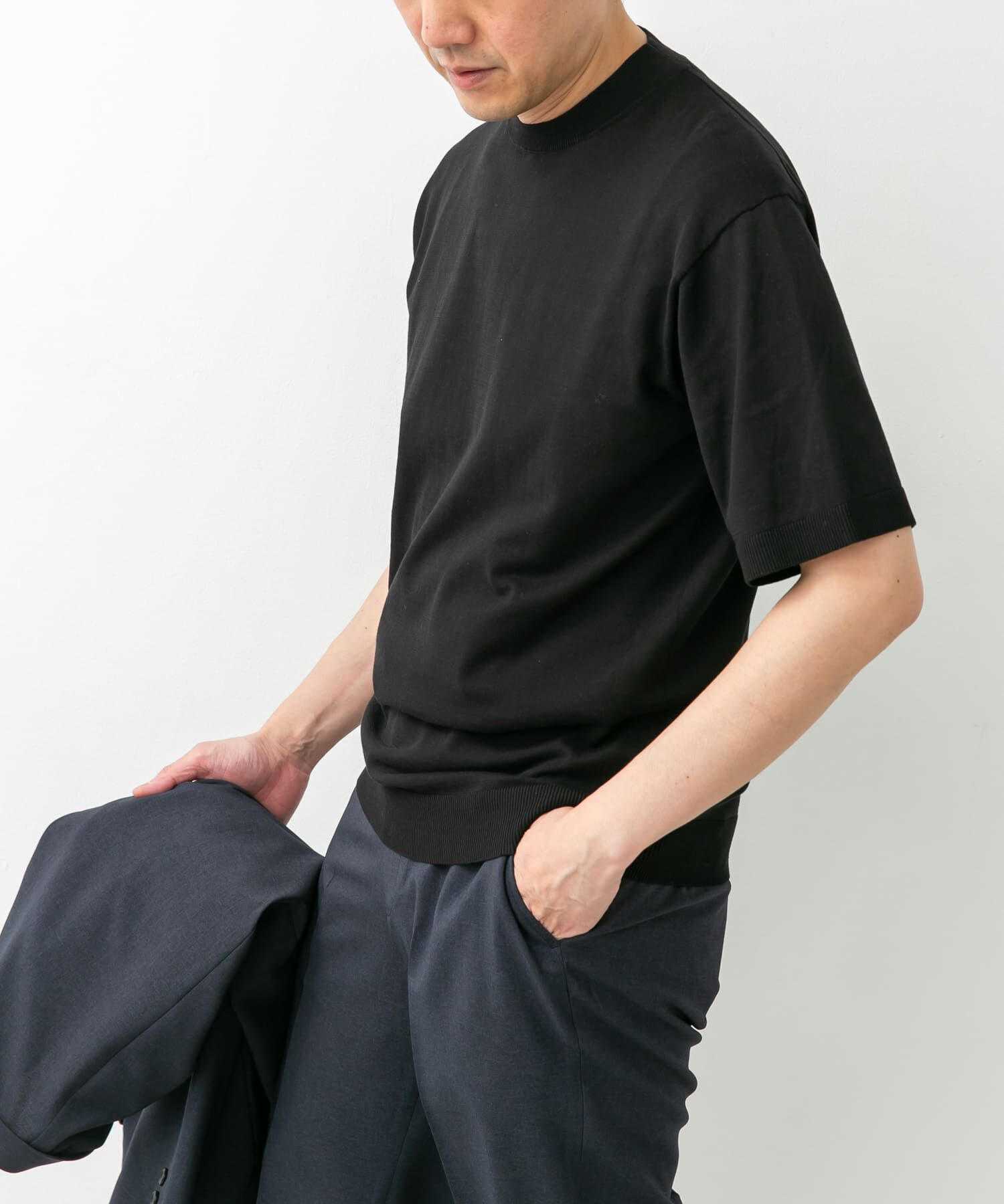 URBAN RESEARCH DOORS「LIFE STYLE TAILOR　ハイゲージクルーネック半袖ニット」|シャツ・ブラウス|